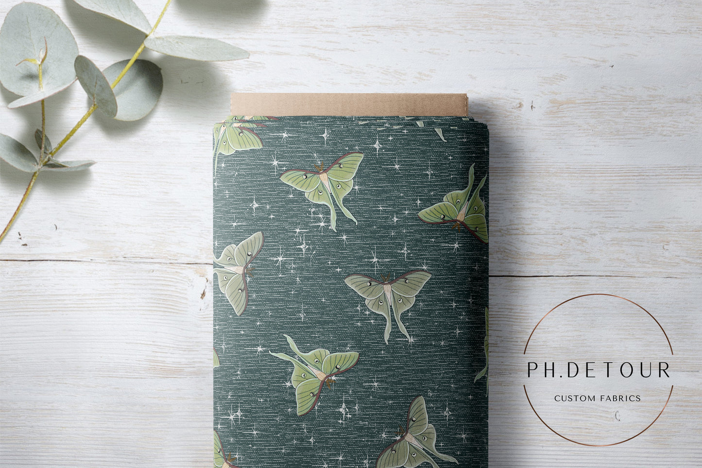 PREORDER - Luna Moths on Handwoven Texture Oasis - 1070 - Choose Your Base