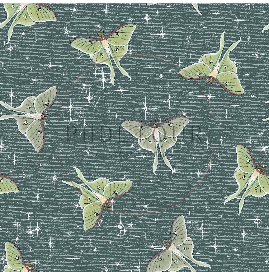 PREORDER - Luna Moths on Handwoven Texture Oasis - 1070 - Choose Your Base