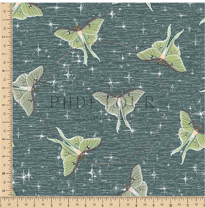 PREORDER - Luna Moths on Handwoven Texture Oasis - 1070 - Choose Your Base