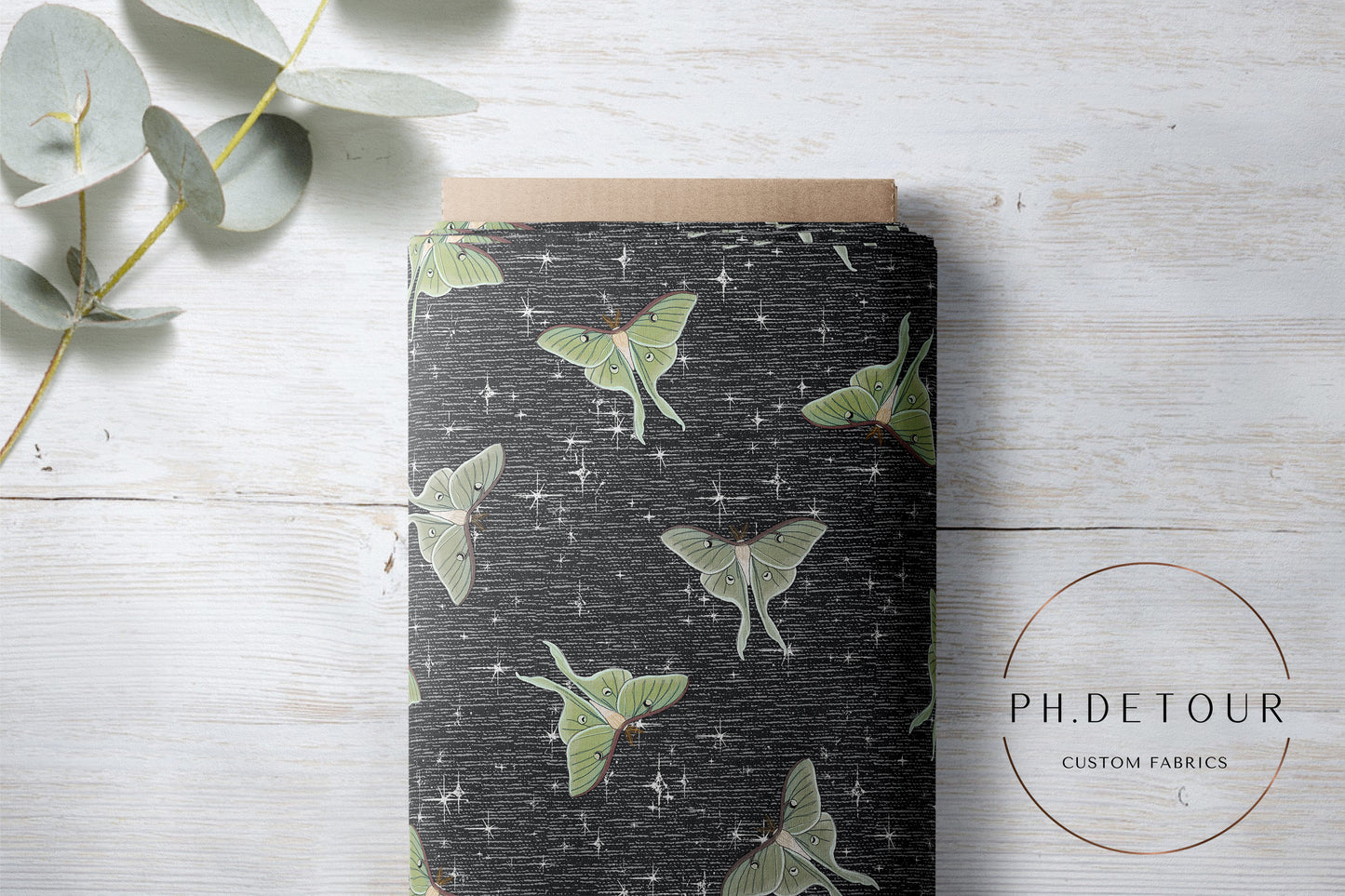 PREORDER - Luna Moths on Handwoven Texture Space - 1074 - Choose Your Base