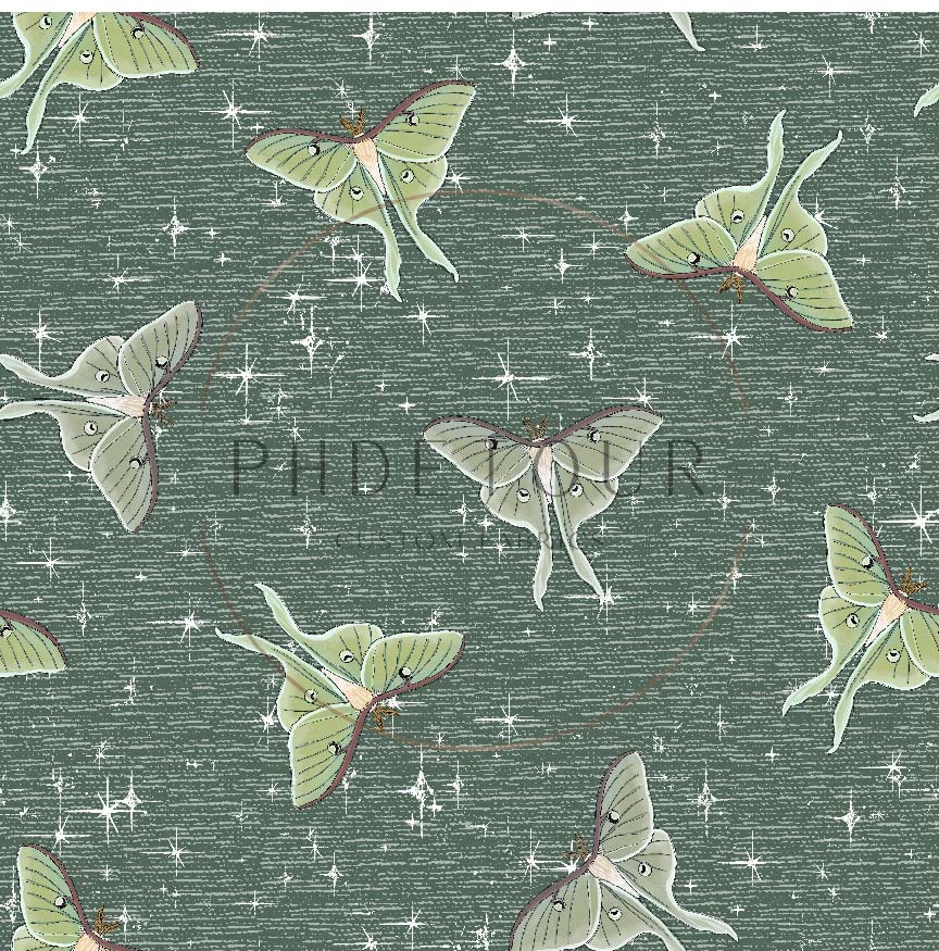 PREORDER - Luna Moths on Handwoven Texture Spruce - 1075 - Choose Your Base