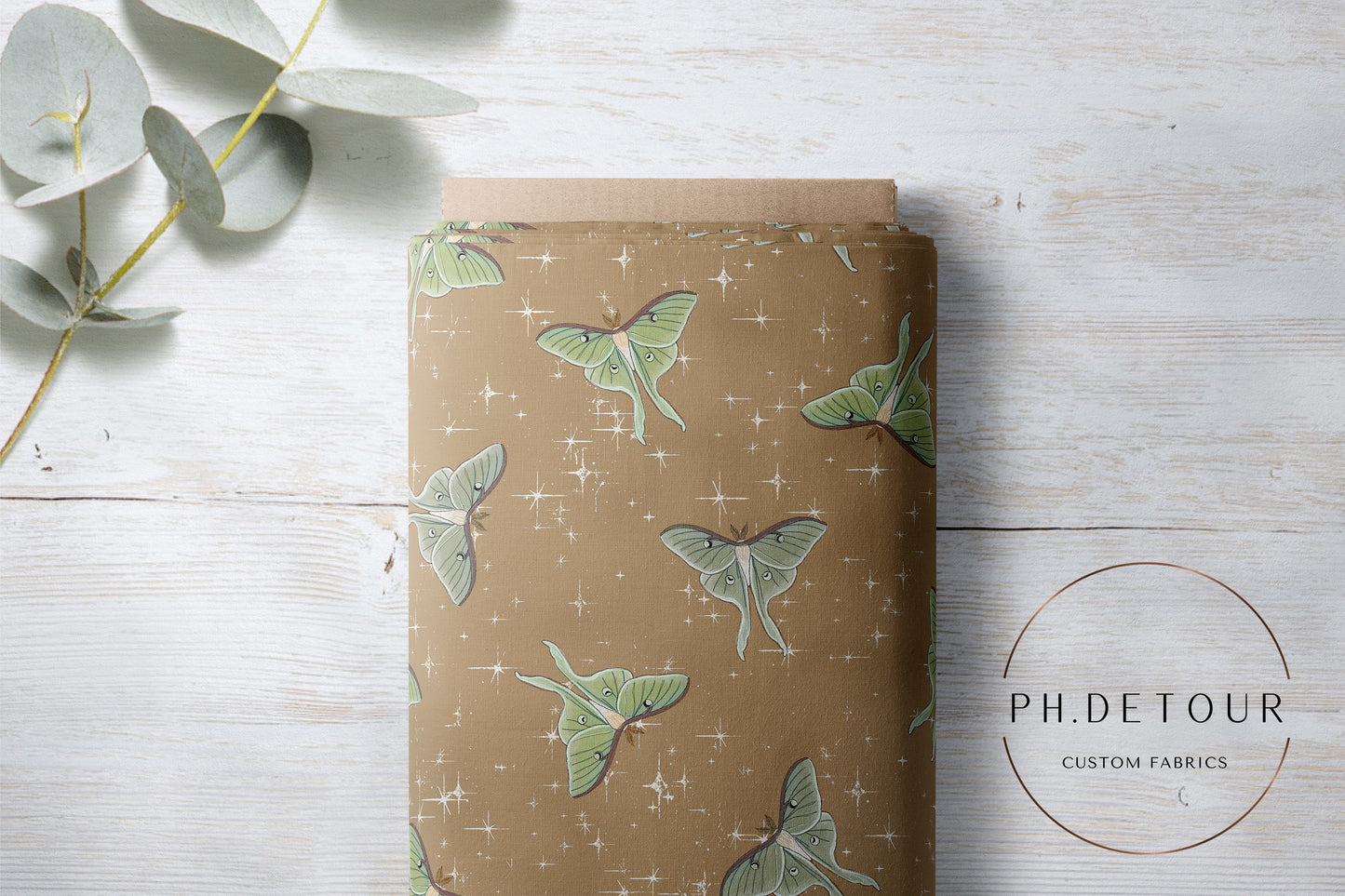 PREORDER - Luna Moths on Khaki - 1095 - Choose Your Base