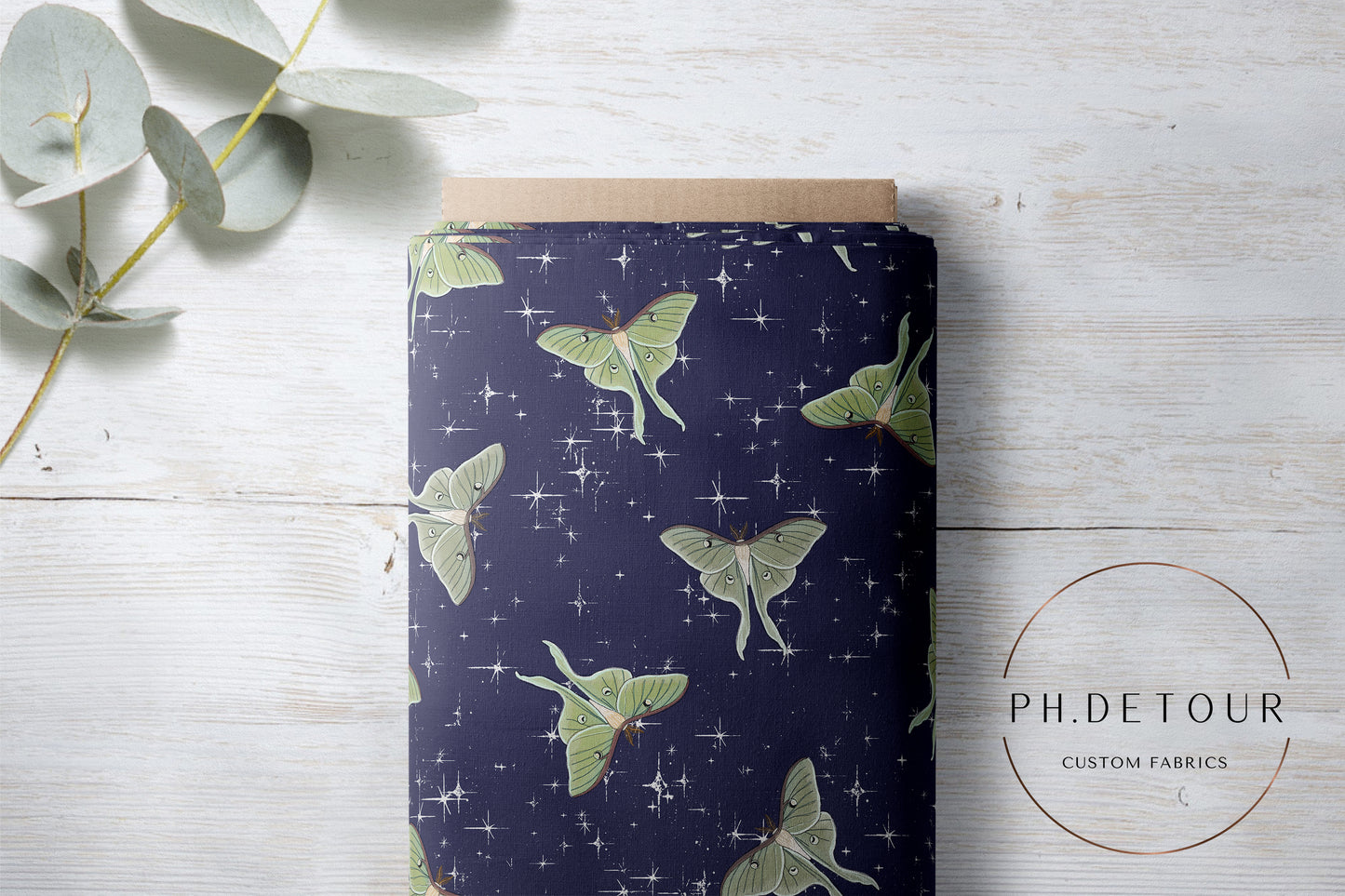 PREORDER - Luna Moths on Navy - 1099 - Choose Your Base