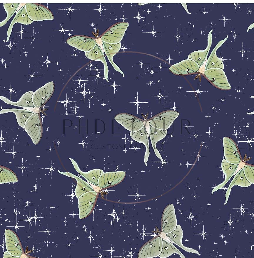 PREORDER - Luna Moths on Navy - 1099 - Choose Your Base