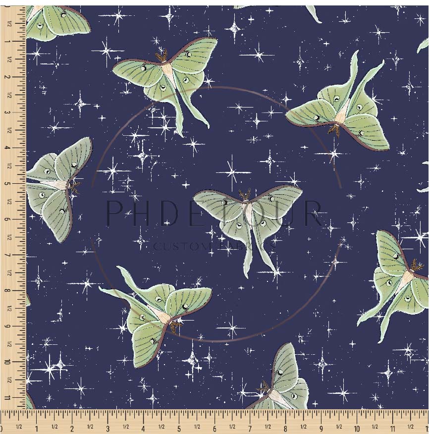 PREORDER - Luna Moths on Navy - 1099 - Choose Your Base