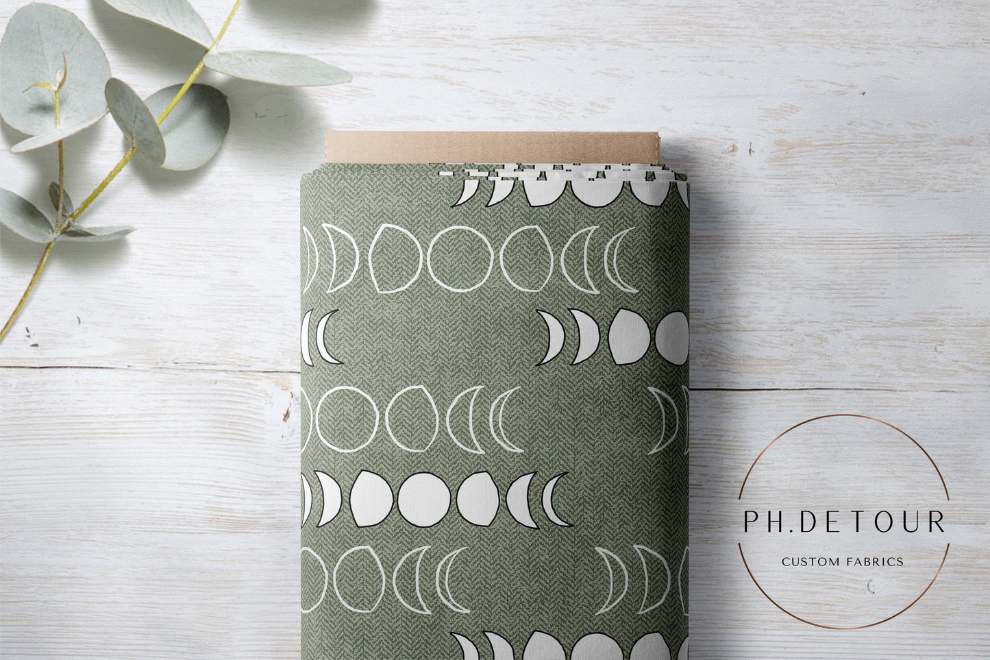PREORDER - Moons on Herringbone Texture Artichoke - 1228 - Choose Your Base