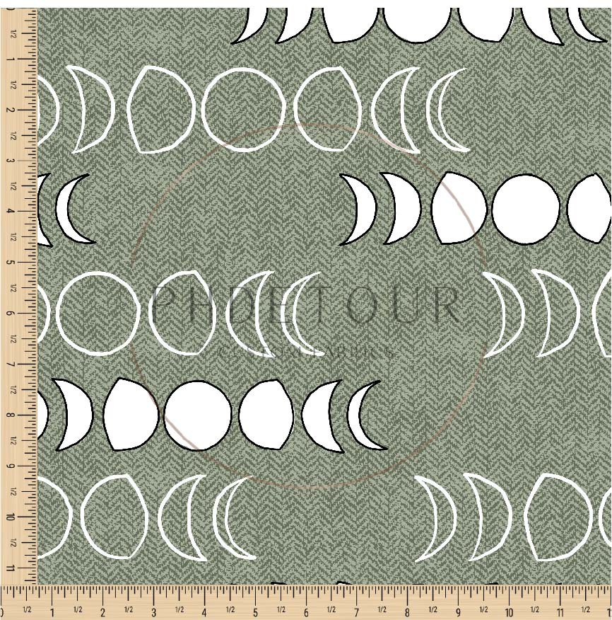 PREORDER - Moons on Herringbone Texture Artichoke - 1228 - Choose Your Base