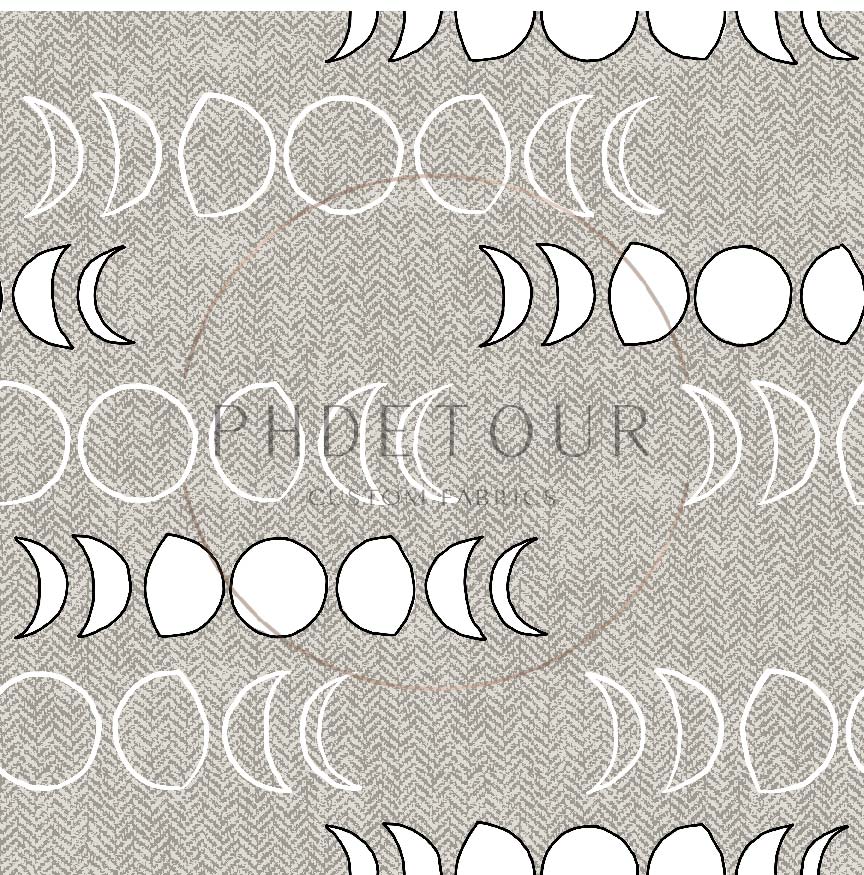 PREORDER - Moons on Herringbone Texture Bone - 1231 - Choose Your Base