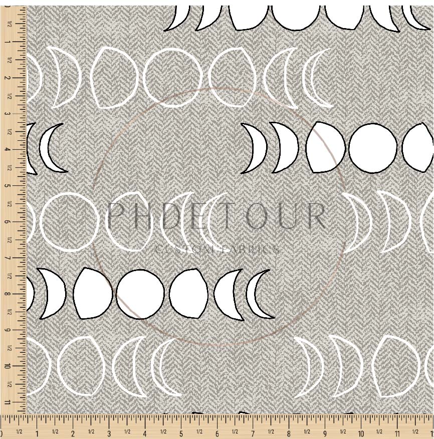 PREORDER - Moons on Herringbone Texture Bone - 1231 - Choose Your Base