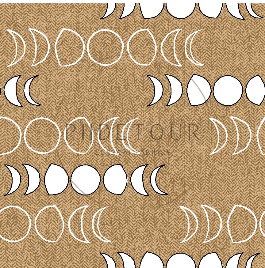 PREORDER - Moons on Herringbone Texture Caramel - 1234 - Choose Your Base
