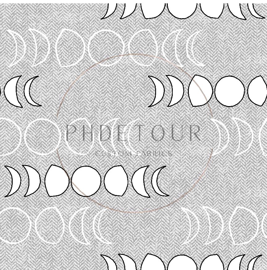 PREORDER - Moons on Herringbone Texture Fog - 1240 - Choose Your Base