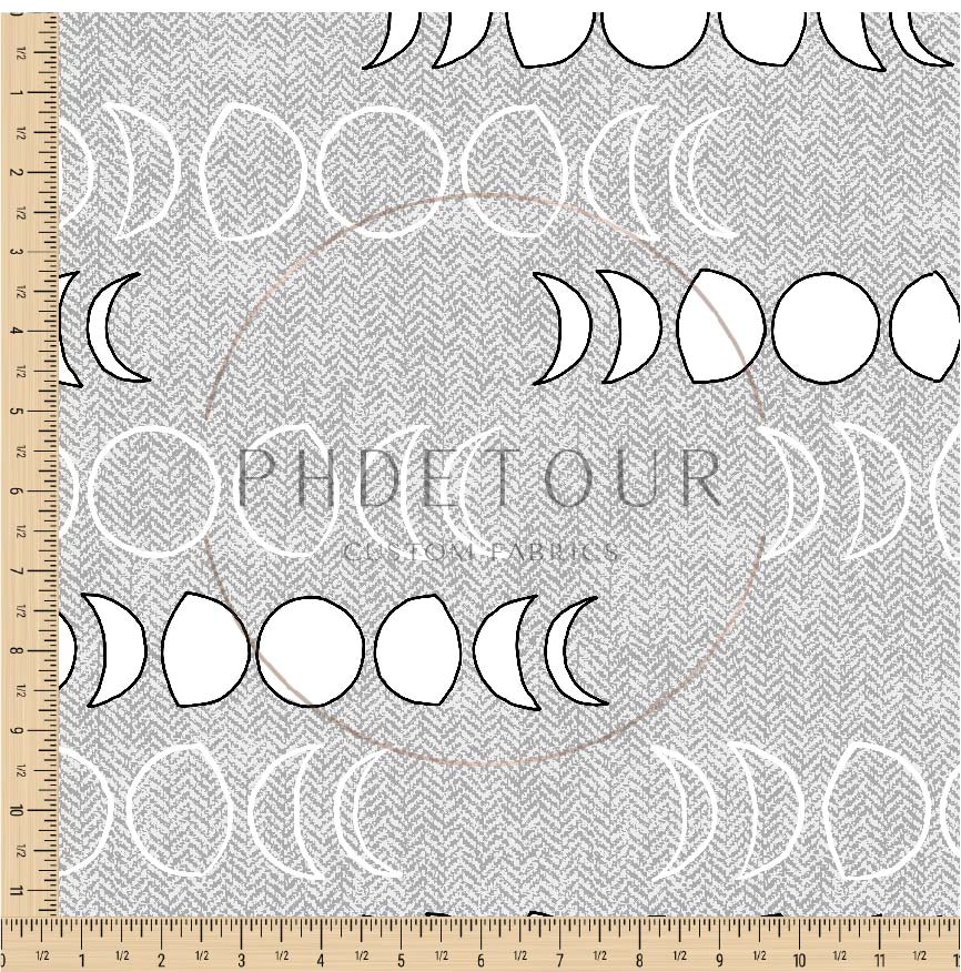 PREORDER - Moons on Herringbone Texture Fog - 1240 - Choose Your Base