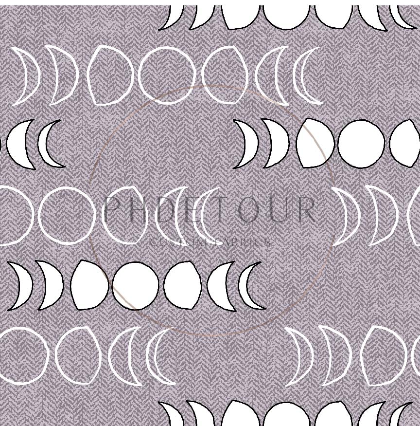 PREORDER - Moons on Herringbone Texture Grey Violet - 1242 - Choose Your Base