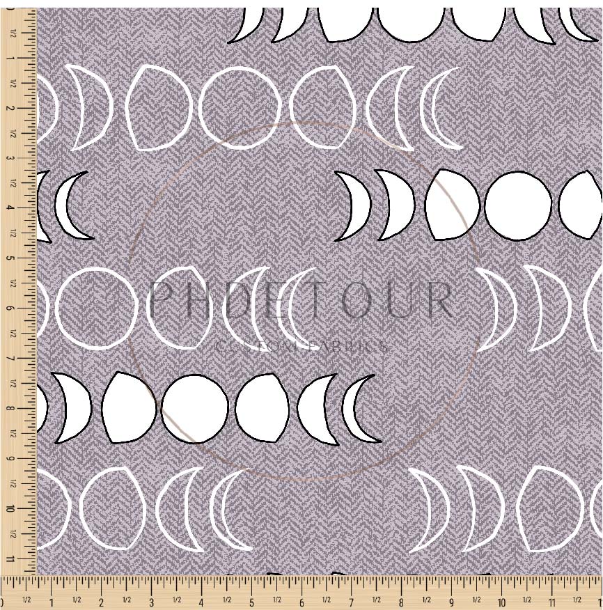 PREORDER - Moons on Herringbone Texture Grey Violet - 1242 - Choose Your Base