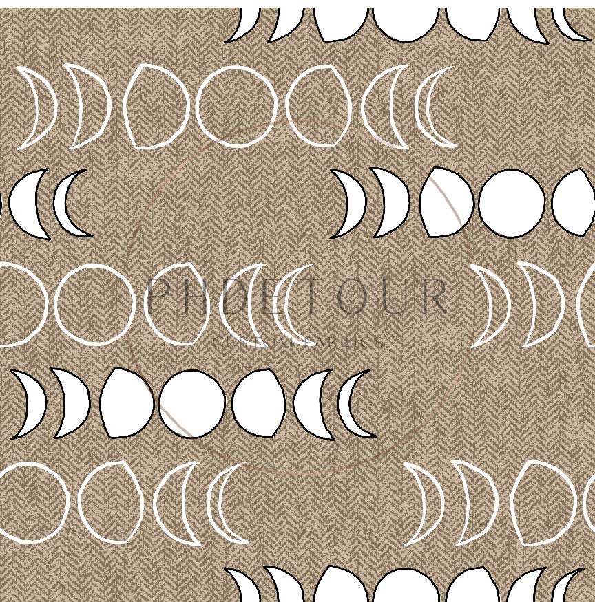 PREORDER - Moons on Herringbone Texture Khaki - 1243 - Choose Your Base