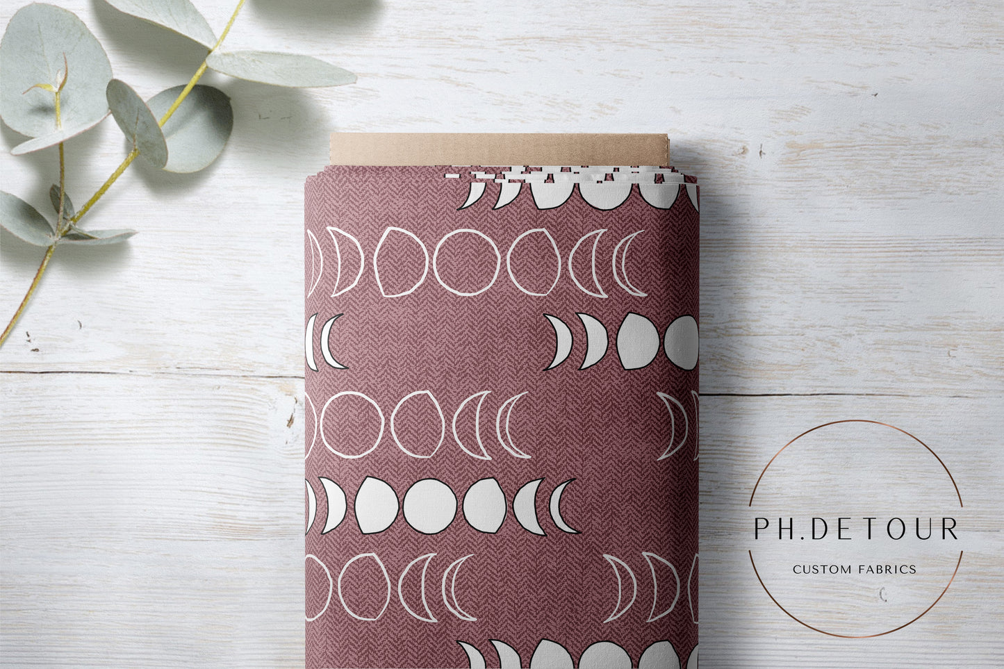PREORDER - Moons on Herringbone Texture Mauve - 1245 - Choose Your Base
