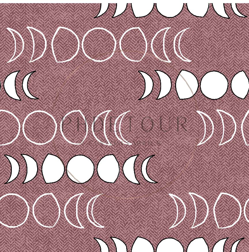 PREORDER - Moons on Herringbone Texture Mauve - 1245 - Choose Your Base