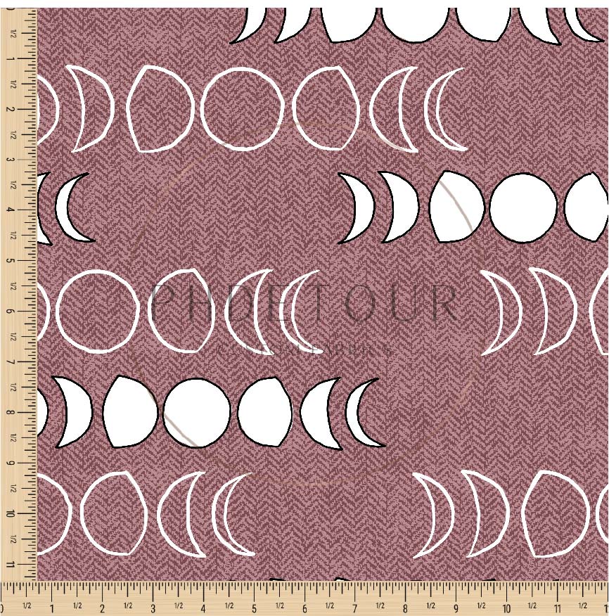 PREORDER - Moons on Herringbone Texture Mauve - 1245 - Choose Your Base
