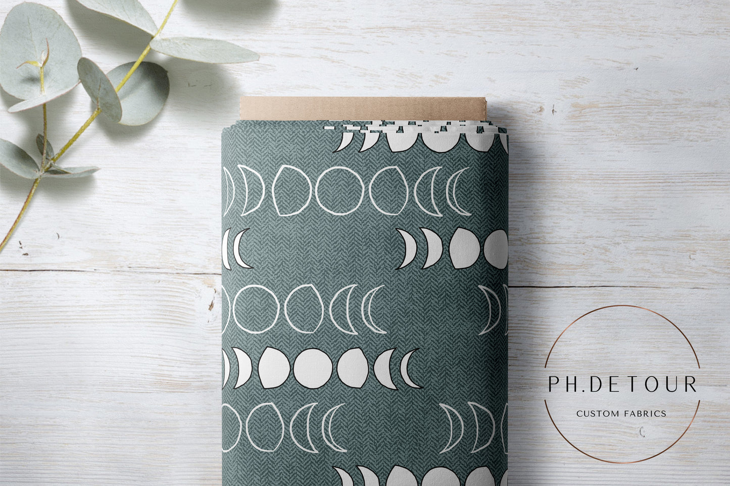 PREORDER - Moons on Herringbone Texture Oasis - 1249 - Choose Your Base