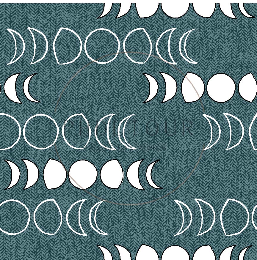 PREORDER - Moons on Herringbone Texture Peacock - 1252 - Choose Your Base