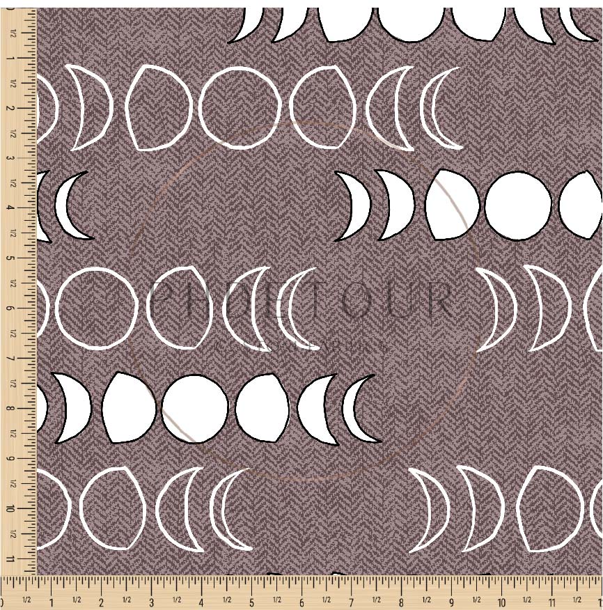 PREORDER - Moons on Herringbone Texture Raisin - 1253 - Choose Your Base