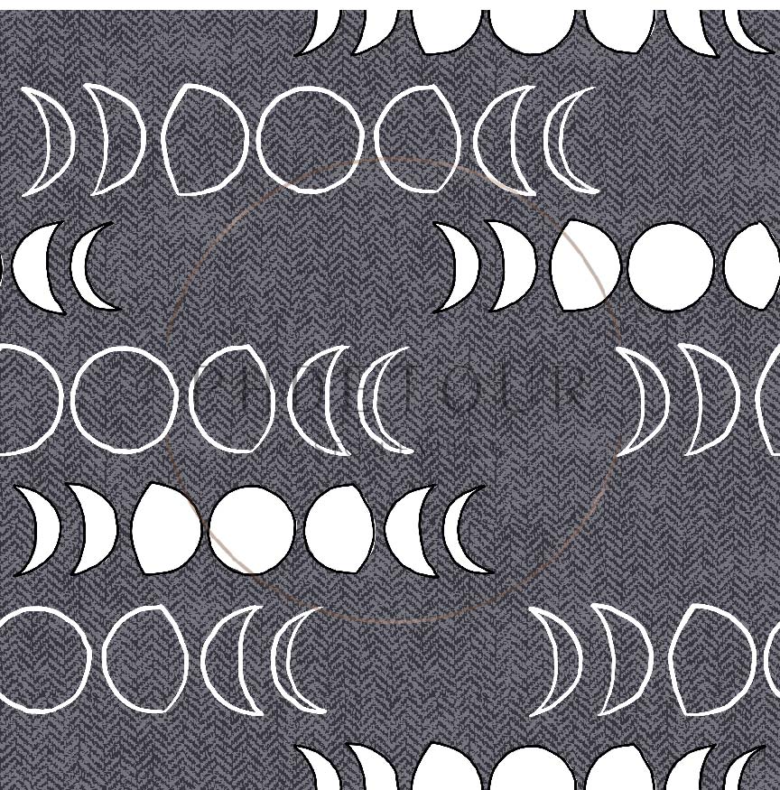 PREORDER - Moons on Herringbone Texture Slate - 1256 - Choose Your Base