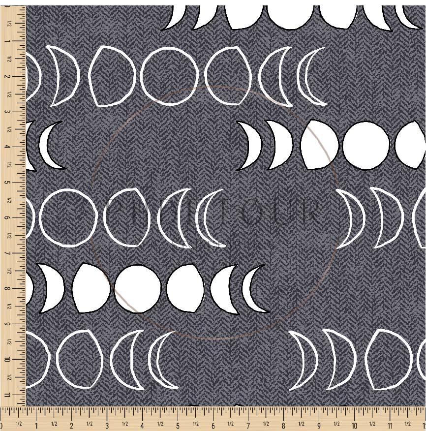 PREORDER - Moons on Herringbone Texture Slate - 1256 - Choose Your Base
