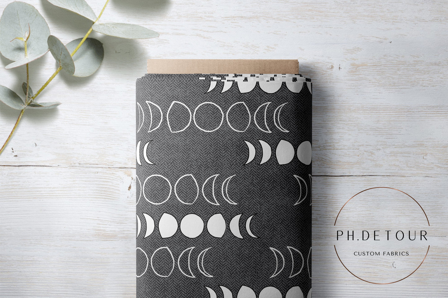PREORDER - Moons on Herringbone Texture Space - 1257 - Choose Your Base
