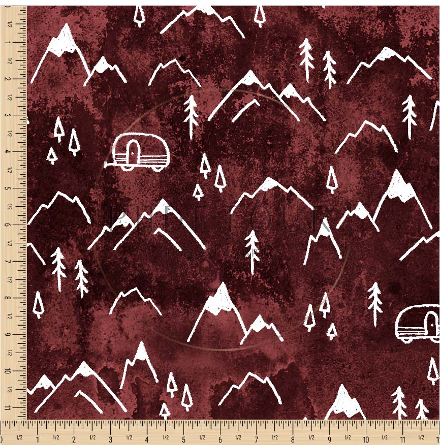 PREORDER - Mountains on Grunge Burgundy - 1356 - Choose Your Base