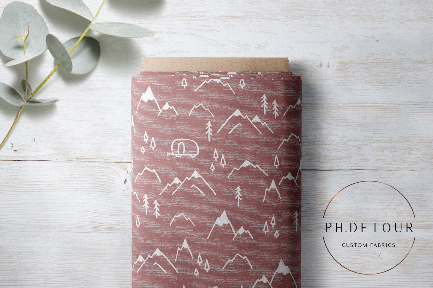 PREORDER - Mountains on Handwoven Texture Antique Rose - 1360 - Choose Your Base