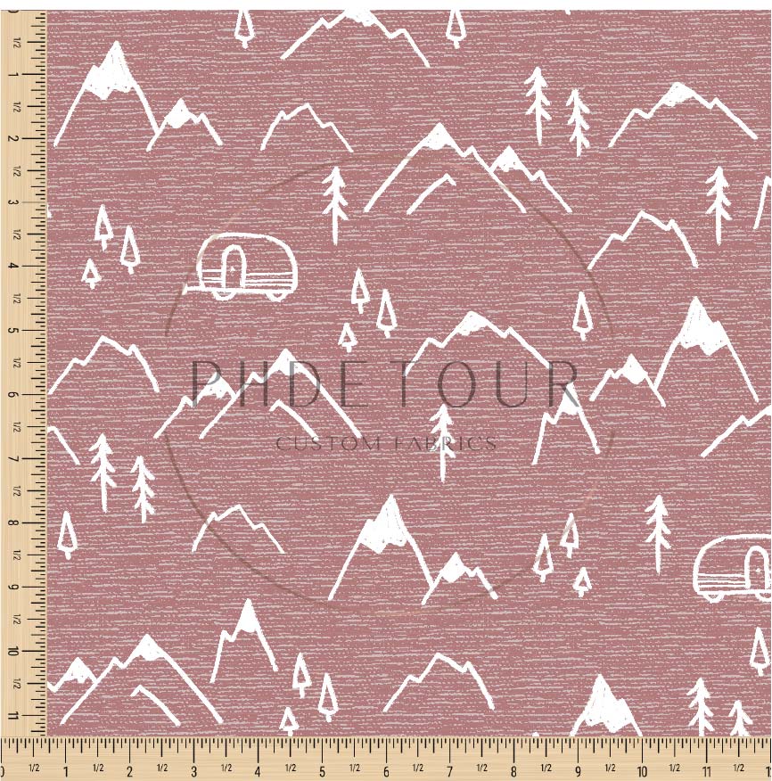 PREORDER - Mountains on Handwoven Texture Antique Rose - 1360 - Choose Your Base