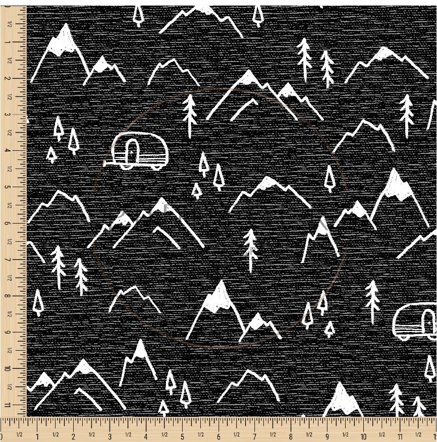 PREORDER - Mountains on Handwoven Texture Black - 1362 - Choose Your Base