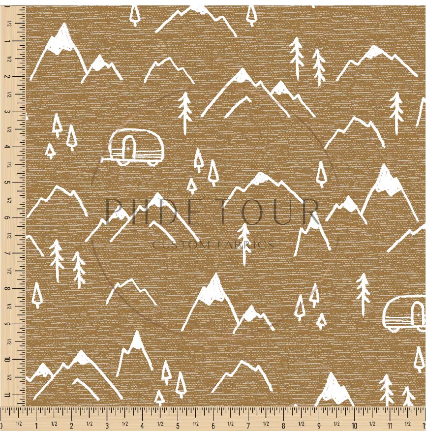 PREORDER - Mountains on Handwoven Texture Caramel - 1367 - Choose Your Base
