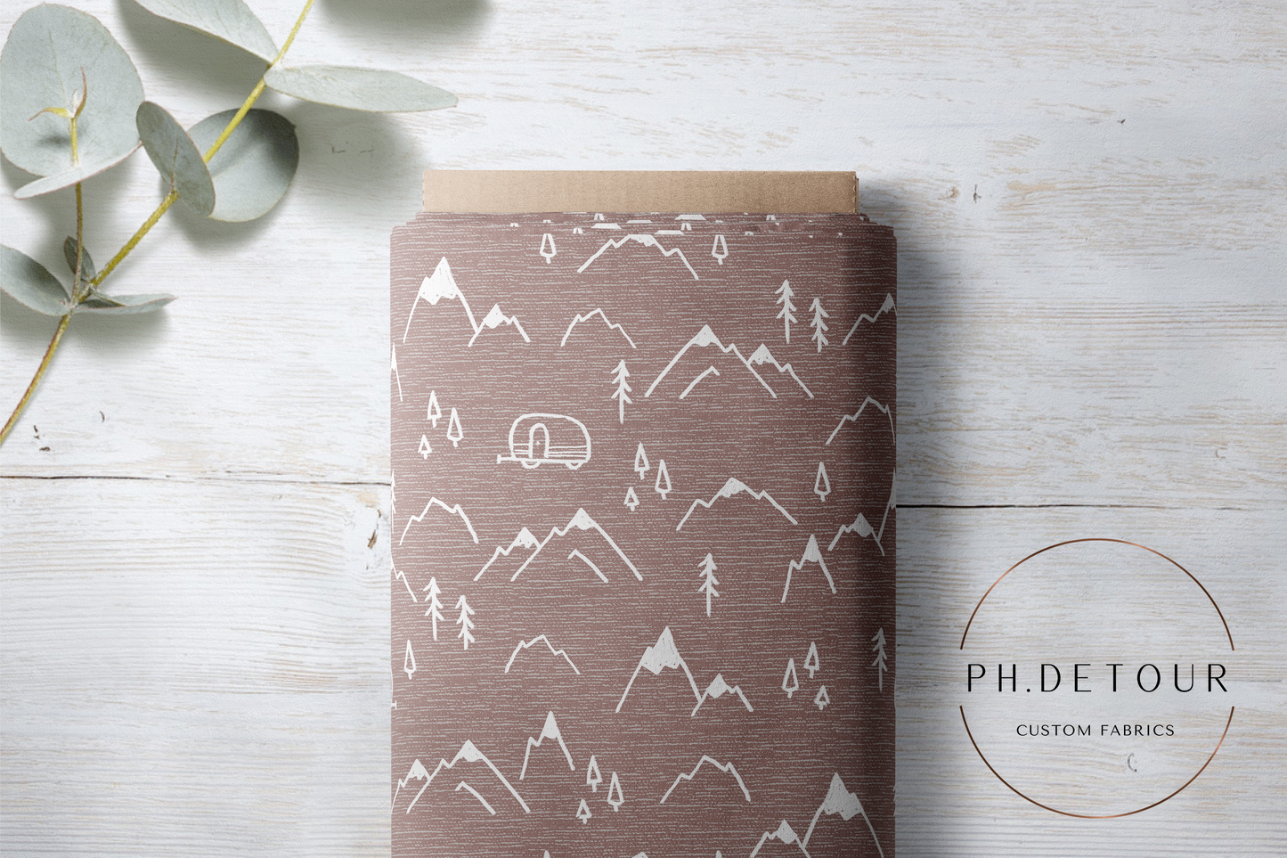 PREORDER - Mountains on Handwoven Texture Dusty Rose - 1371 - Choose Your Base