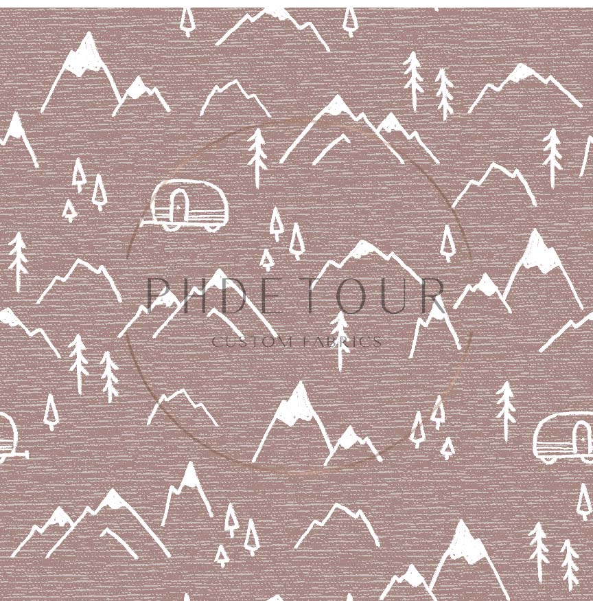 PREORDER - Mountains on Handwoven Texture Dusty Rose - 1371 - Choose Your Base