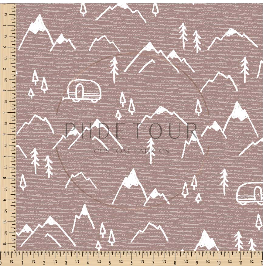 PREORDER - Mountains on Handwoven Texture Dusty Rose - 1371 - Choose Your Base