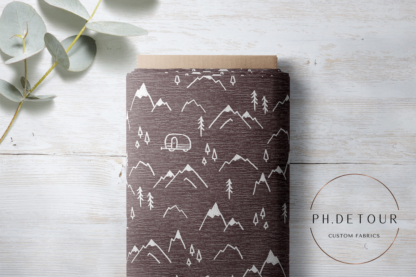 PREORDER - Mountains on Handwoven Texture Raisin - 1383 - Choose Your Base