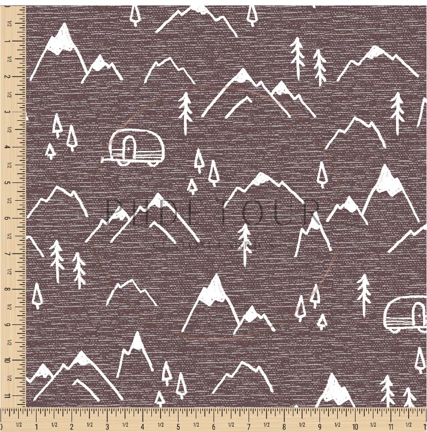 PREORDER - Mountains on Handwoven Texture Raisin - 1383 - Choose Your Base