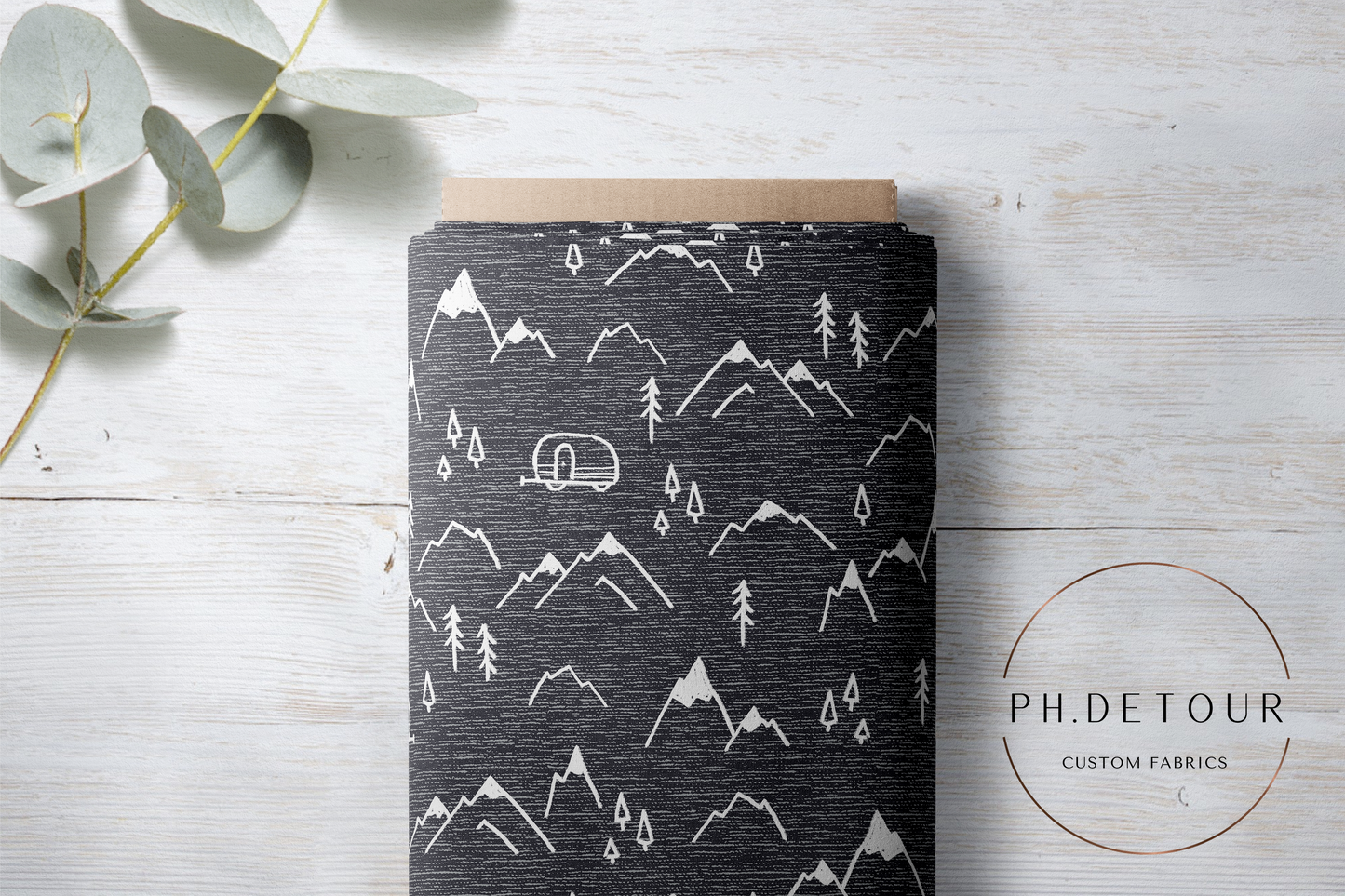 PREORDER - Mountains on Handwoven Texture Slate - 1386 - Choose Your Base