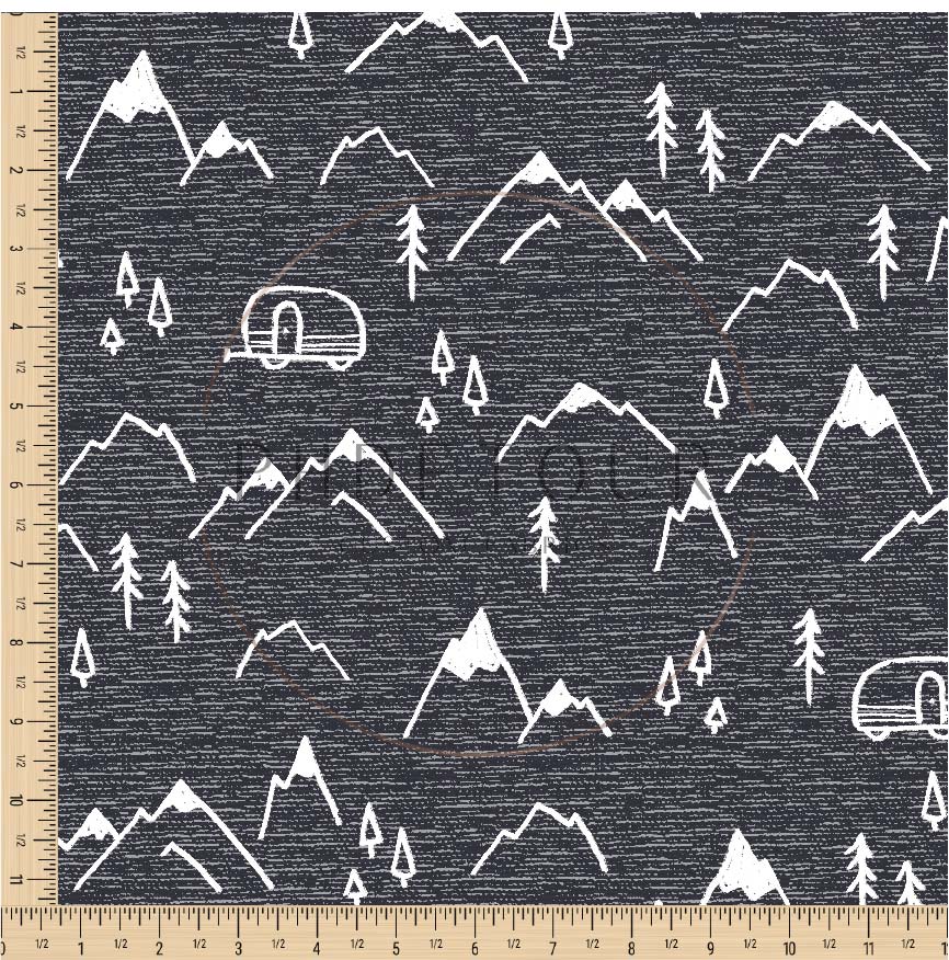 PREORDER - Mountains on Handwoven Texture Slate - 1386 - Choose Your Base