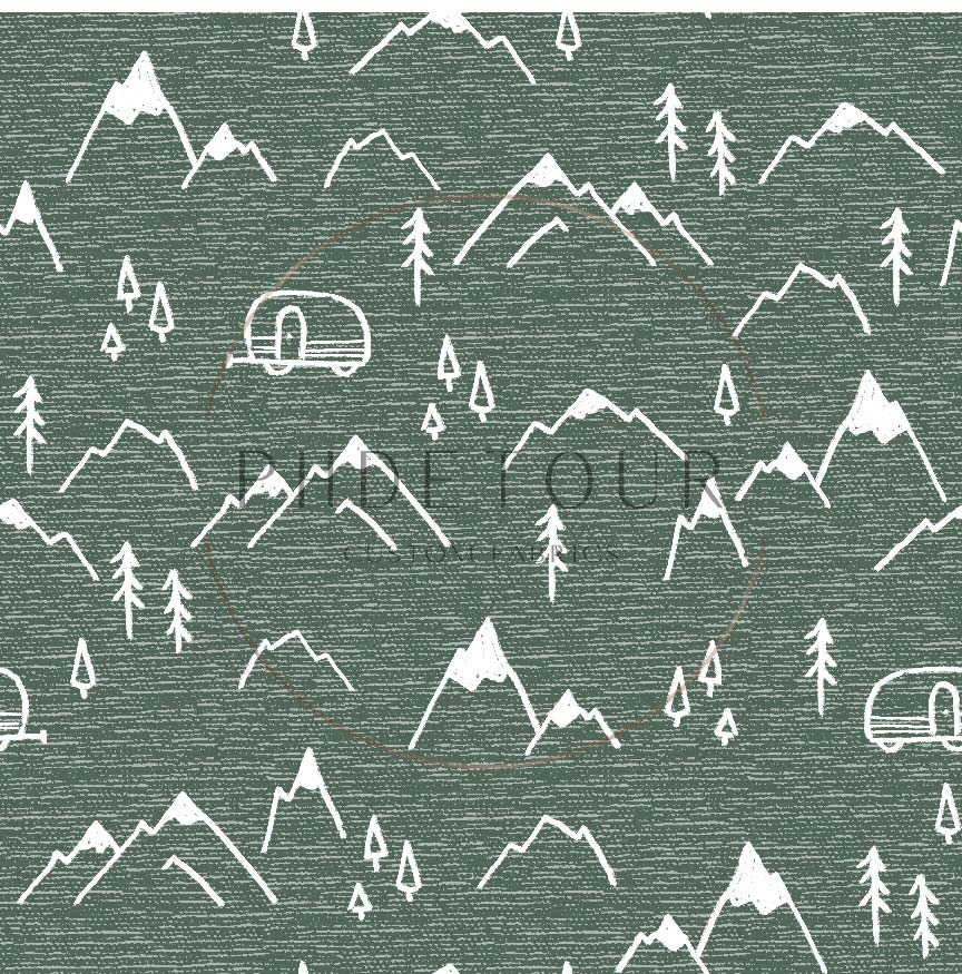 PREORDER - Mountains on Handwoven Texture Spruce - 1388 - Choose Your Base