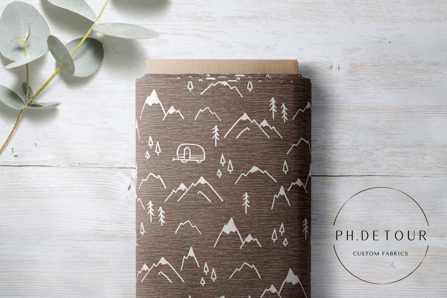 PREORDER - Mountains on Handwoven Texture Taupe - 1390 - Choose Your Base