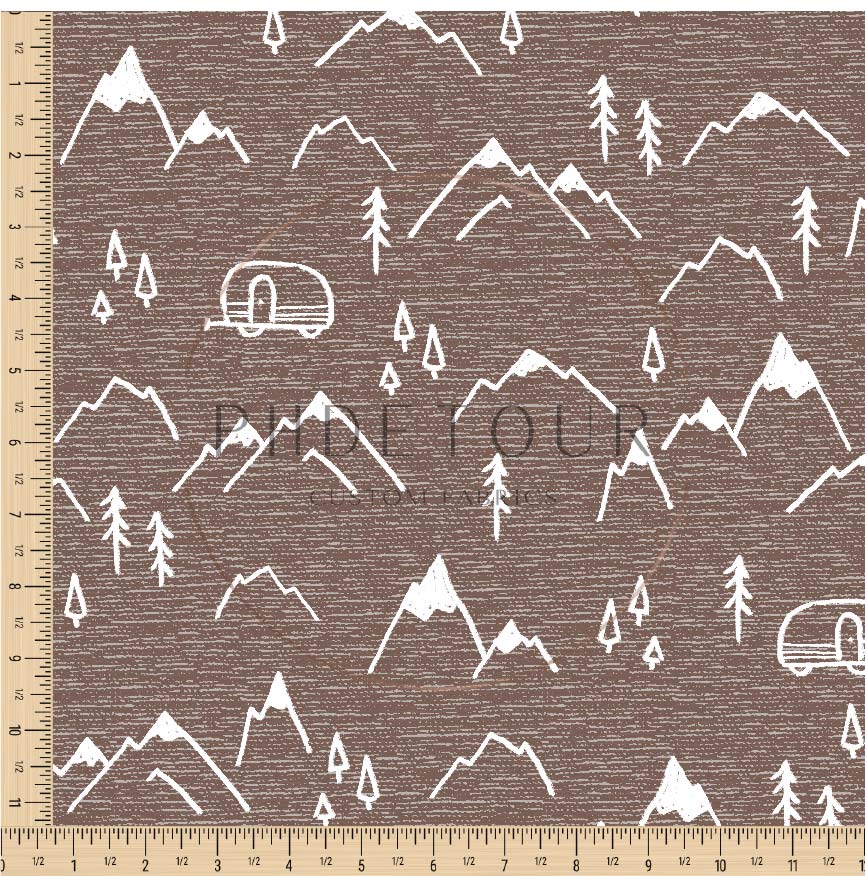 PREORDER - Mountains on Handwoven Texture Taupe - 1390 - Choose Your Base
