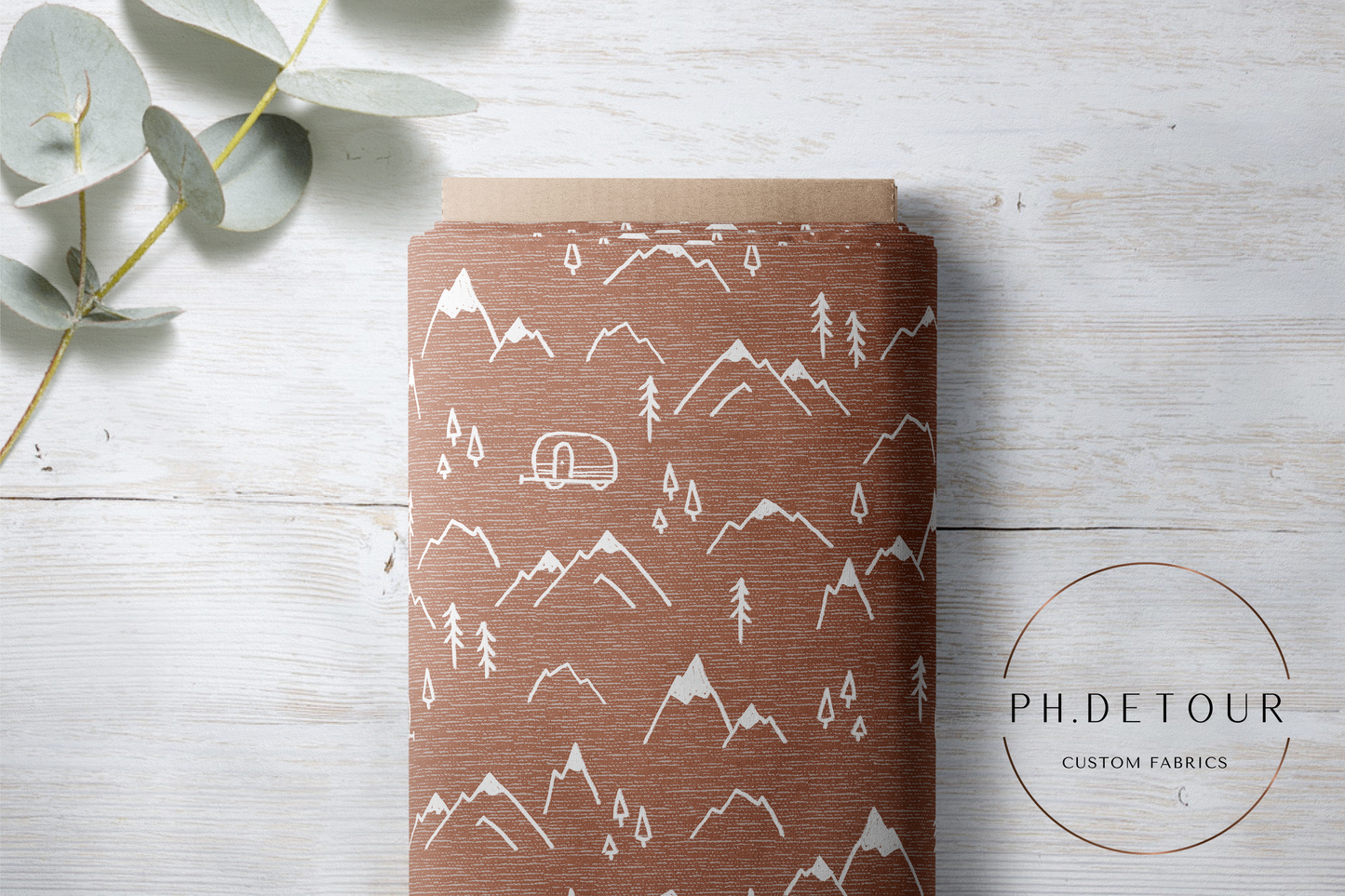 PREORDER - Mountains on Handwoven Texture Terra Cotta - 1391 - Choose Your Base