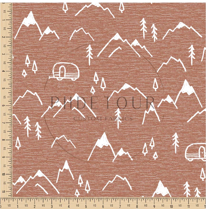 PREORDER - Mountains on Handwoven Texture Terra Cotta - 1391 - Choose Your Base