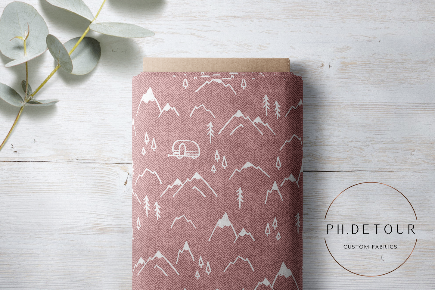 PREORDER - Mountains on Herringbone Texture Antique Rose - 1392 - Choose Your Base
