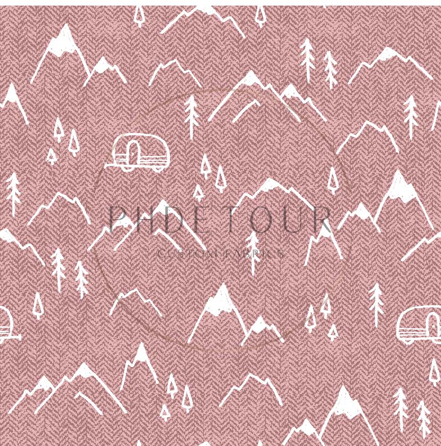 PREORDER - Mountains on Herringbone Texture Antique Rose - 1392 - Choose Your Base