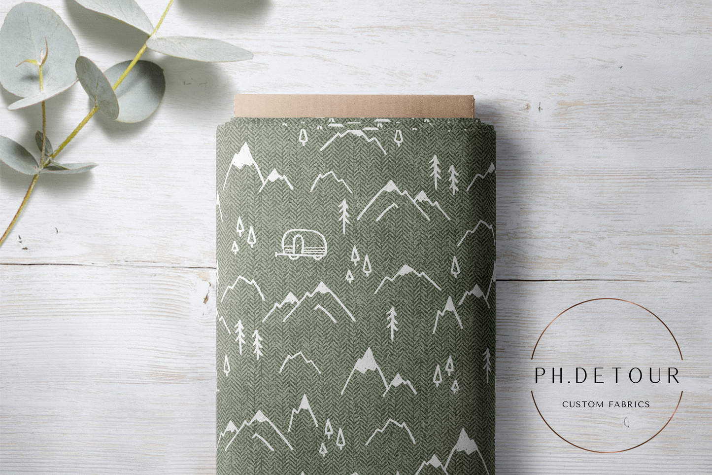 PREORDER - Mountains on Herringbone Texture Artichoke - 1393 - Choose Your Base