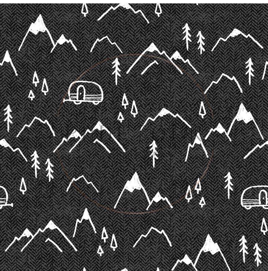 PREORDER - Mountains on Herringbone Texture Black - 1394 - Choose Your Base