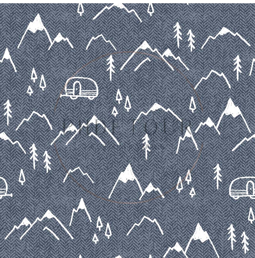 PREORDER - Mountains on Herringbone Texture Cadet - 1398 - Choose Your Base